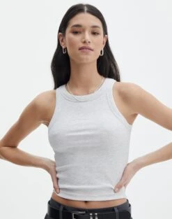 Crew Neck Longline Tank -Outlet Glassons Store o frank longline tank snow marle front tv115122orib 1