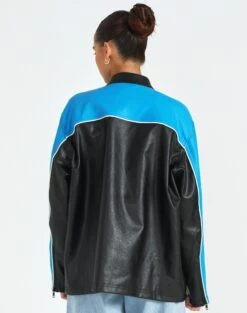 Faux Leather Oversized Moto Jacket 20 Faux Leather Oversized Moto Jacket -Outlet Glassons Store oatman oversized moto jacket colour block back jw101770pu