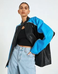 Faux Leather Moto Zip Straight Leg Pant -Outlet Glassons Store oatman oversized moto jacket colour block front jw101770pu 3