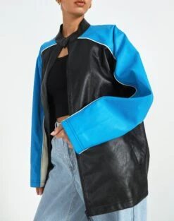 Faux Leather Oversized Moto Jacket 21 Faux Leather Oversized Moto Jacket -Outlet Glassons Store oatman oversized moto jacket colour block imageback jw101770pu