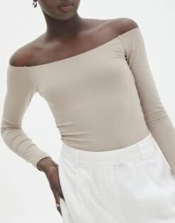 Supersoft Off The Shoulder Longsleeve Bodysuit 38 Supersoft Off The Shoulder Longsleeve Bodysuit -Outlet Glassons Store olive off the shoulder bodysuit longsleeve dusty mink imageback tb97721pch