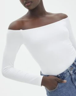 Supersoft Off The Shoulder Longsleeve Bodysuit 32 Supersoft Off The Shoulder Longsleeve Bodysuit -Outlet Glassons Store olive off the shoulder bodysuit longsleeve white imageback tb97721pch