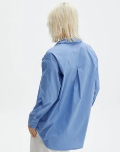 Oversized Cotton Shirt -Outlet Glassons Store ollie poplin oversized shirt cowboy blues back bl48432pop