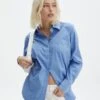 Oversized Cotton Shirt 1 Oversized Cotton Shirt -Outlet Glassons Store ollie poplin oversized shirt cowboy blues front bl48432pop 7