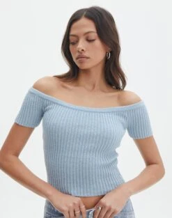 Knit Off The Shoulder Crop Top 28 Knit Off The Shoulder Crop Top -Outlet Glassons Store opal off the shoulder top blue bubble front ks130295knt