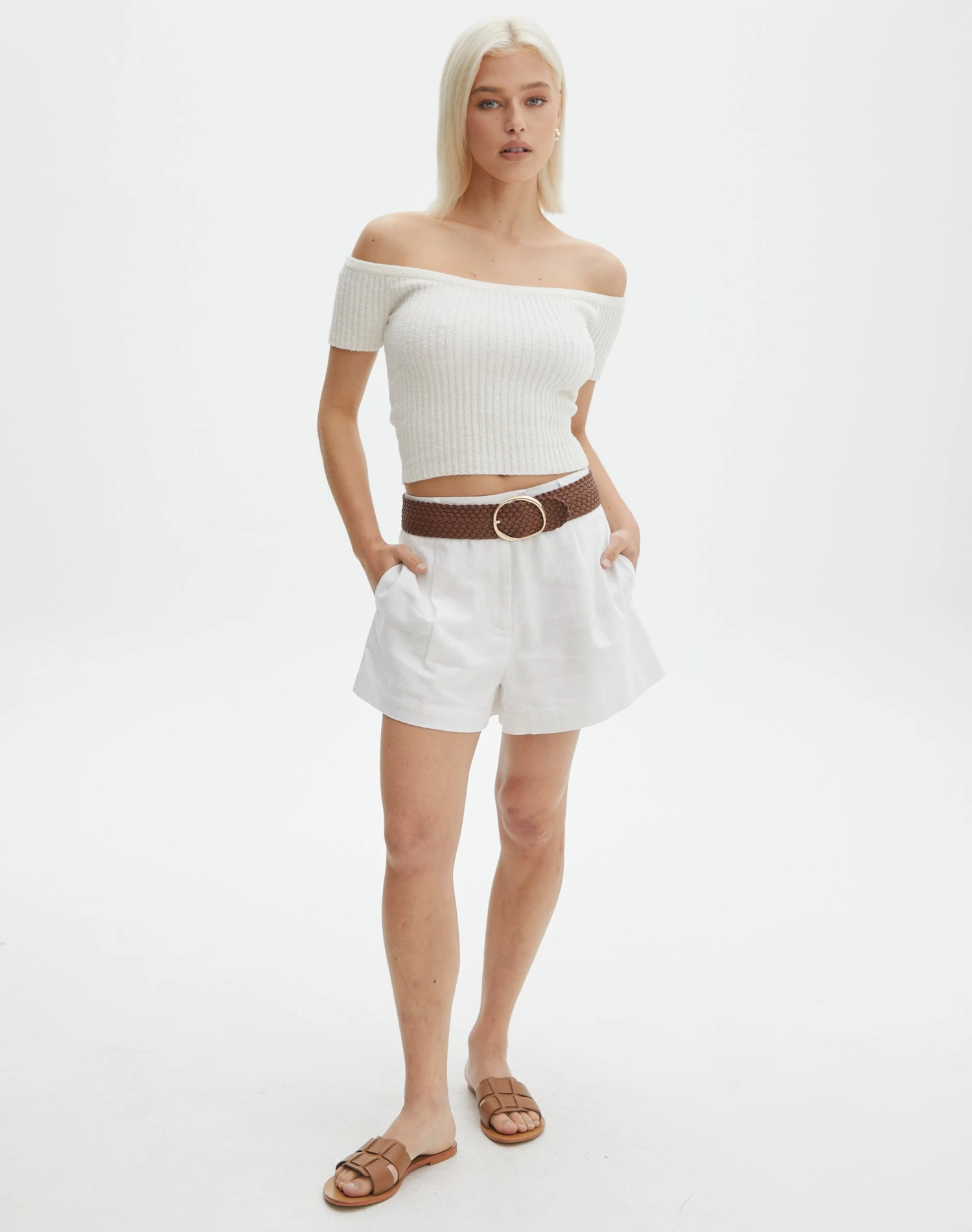 Knit Off The Shoulder Crop Top 4 Knit Off The Shoulder Crop Top - Image 2