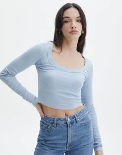 Ringspun Denim Skirt -Outlet Glassons Store p wylie wide rib scoop icecap front tl53892prib 1