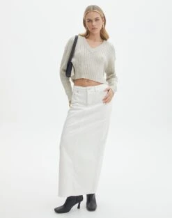 V-Neck Drop Shoulder Knit Jumper 34 V-Neck Drop Shoulder Knit Jumper -Outlet Glassons Store paige preppy v neck take a shelfie full kl90519oca