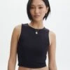 Supersoft High Neck Crop Tank -Outlet Glassons Store penelope super soft tank black front tv106845pch