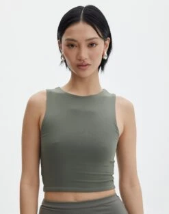 Supersoft High Neck Crop Tank -Outlet Glassons Store penelope super soft tank cypress front tv106845pch