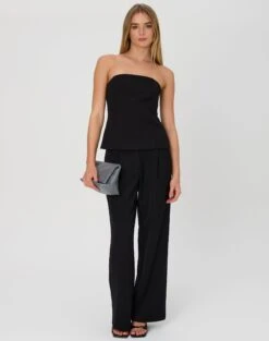 Foldover Off Shoulder Cropped Knit 35 Foldover Off Shoulder Cropped Knit -Outlet Glassons Store penny button suit pant black front pw91835pln 2