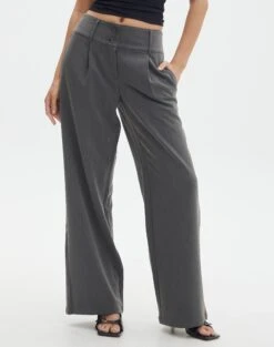 Double Button Tailored Pant -Outlet Glassons Store penny button suit pant charcoal full pw91835pln