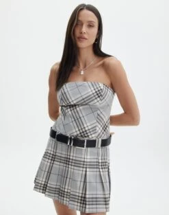 Velour Mesh Lace Trim Mini Dress -Outlet Glassons Store pia pleat dress lunar check front ds113001prt 2