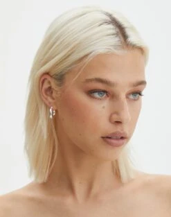 Two Tone Crop Knit Crop -Outlet Glassons Store plated tasha thick huggie hoops silver front je101457ear 4