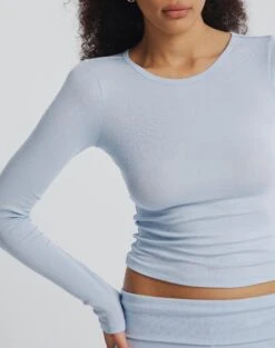 Luxe Lounge Modal Ribbed Long Sleeve Top 29 Luxe Lounge Modal Ribbed Long Sleeve Top -Outlet Glassons Store pop basic longsleeve blue melody imageback tl93055mod
