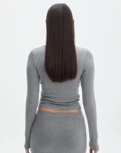 Luxe Lounge Modal Ribbed Long Sleeve Top 23 Luxe Lounge Modal Ribbed Long Sleeve Top -Outlet Glassons Store pop basic longsleeve heather marle back tl93055mod