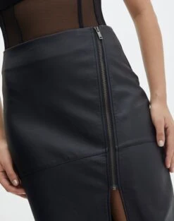 Faux Leather Side Split Zip Midi Skirt 25 Faux Leather Side Split Zip Midi Skirt -Outlet Glassons Store preston pu moto midi skirt black imageback sl109365pu