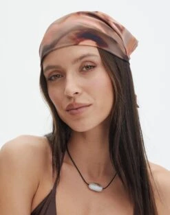 Long Sleeve Linen Blend Shirt 32 Long Sleeve Linen Blend Shirt -Outlet Glassons Store printed satin headscarf coffee skies front ha47085prt