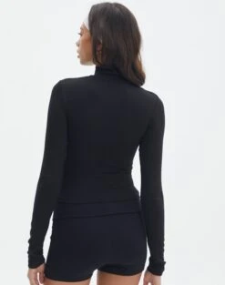 Luxe Lounge Modal Quarter Zip Front Long Sleeve Top 24 Luxe Lounge Modal Quarter Zip Front Long Sleeve Top -Outlet Glassons Store quinn quarter zip top black back tl93138mod