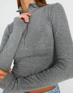 Luxe Lounge Modal Quarter Zip Front Long Sleeve Top 29 Luxe Lounge Modal Quarter Zip Front Long Sleeve Top -Outlet Glassons Store quinn quarter zip top heather marle detail tl93138mod