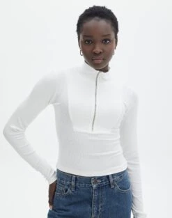 Luxe Lounge Modal Quarter Zip Front Long Sleeve Top 33 Luxe Lounge Modal Quarter Zip Front Long Sleeve Top -Outlet Glassons Store quinn quarter zip top milk front tl93138mod