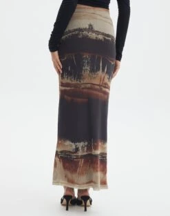 Print Mesh Maxi Skirt -Outlet Glassons Store r co drey mesh maxi skirt sandy tie dye back sl52001rprt