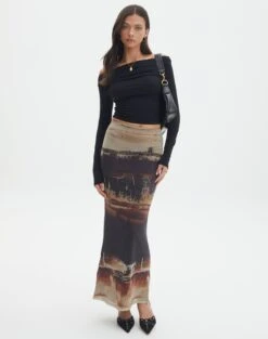 Trim Detail High Waist Velour Mini Skirt -Outlet Glassons Store r co drey mesh maxi skirt sandy tie dye front sl52001rprt 2