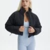Zip Up Puffer Jacket -Outlet Glassons Store r eddie funnel crop puffer black front cs84145rpln 4
