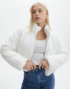 Long Sleeve Ribbed Knit Top -Outlet Glassons Store r eddie funnel crop puffer milk front cs84145rpln 3