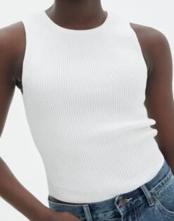 Rib Knit Tank -Outlet Glassons Store r guy cropped knit white imageback kv55139rrib
