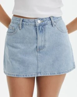 Low Rise Denim Mini Skirt -Outlet Glassons Store r leni low rise hemmed mini skirt bluebird vintage full ss55069rden