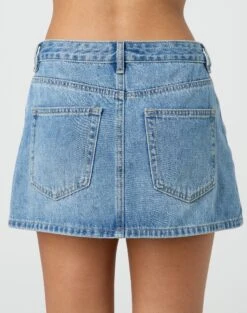 Low Rise Denim Mini Skirt -Outlet Glassons Store r leni low rise hemmed mini skirt riley vintage wash back ss55069rden