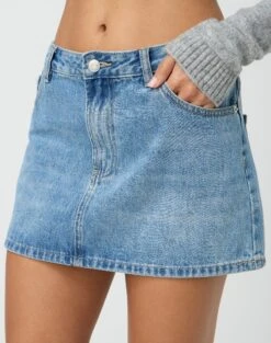Low Rise Denim Mini Skirt -Outlet Glassons Store r leni low rise hemmed mini skirt riley vintage wash imageback ss55069rden