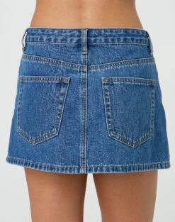 Low Rise Denim Mini Skirt -Outlet Glassons Store r leni low rise hemmed mini skirt suzy mid wash back ss55069rden