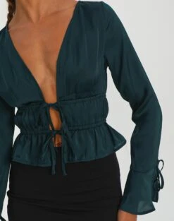 Split Tie Front Blouse 15 Split Tie Front Blouse -Outlet Glassons Store r leo longsleeve ivy league imageback bl102025rwas