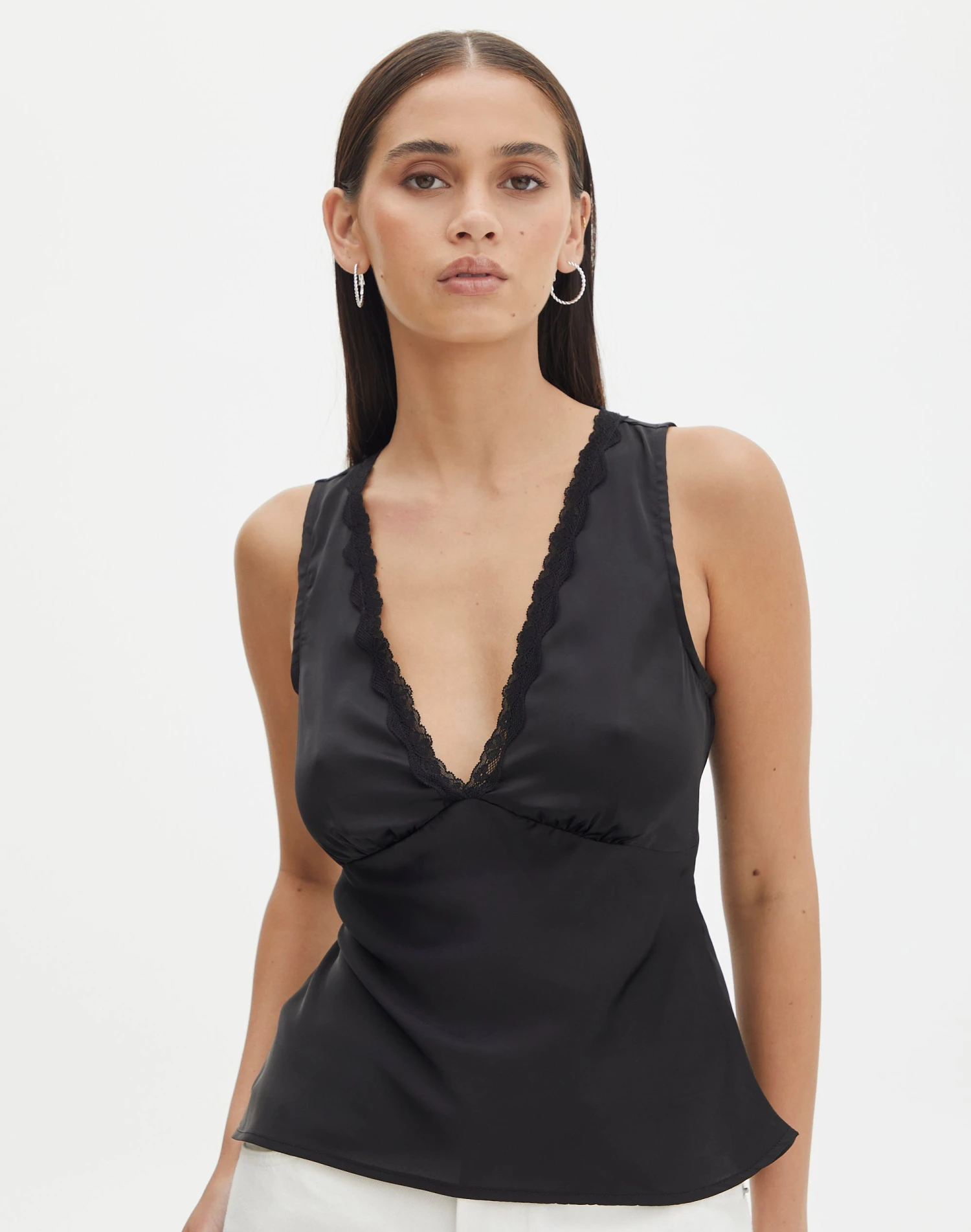 Lace Trim Satin Cami 3 Lace Trim Satin Cami