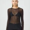 Long Sleeve Mesh Top 2 Long Sleeve Mesh Top -Outlet Glassons Store r milina ls mesh top black front tl30558rmes