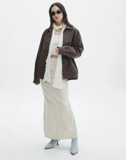 Ribbed Maxi Skirt -Outlet Glassons Store r missy denim hemmed maxi skirt flour power front sl80031rctn 1