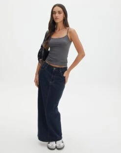 Denim V Neck Waistcoat -Outlet Glassons Store r missy denim mermaid skirt last rodeo indigo front sl80031rden