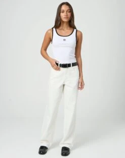 Crop Ribbed One Shoulder Tank 39 Crop Ribbed One Shoulder Tank -Outlet Glassons Store r piper puddle baggy jeans milk front jd51910pden 15