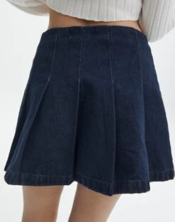 Denim Mini Pleat Buckle Skirt 23 Denim Mini Pleat Buckle Skirt -Outlet Glassons Store r polly pleat buckle skirt last rodeo indigo back ss123550rdnm