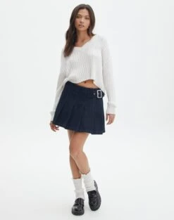 Denim Mini Pleat Buckle Skirt 21 Denim Mini Pleat Buckle Skirt -Outlet Glassons Store r polly pleat buckle skirt last rodeo indigo full ss123550rdnm