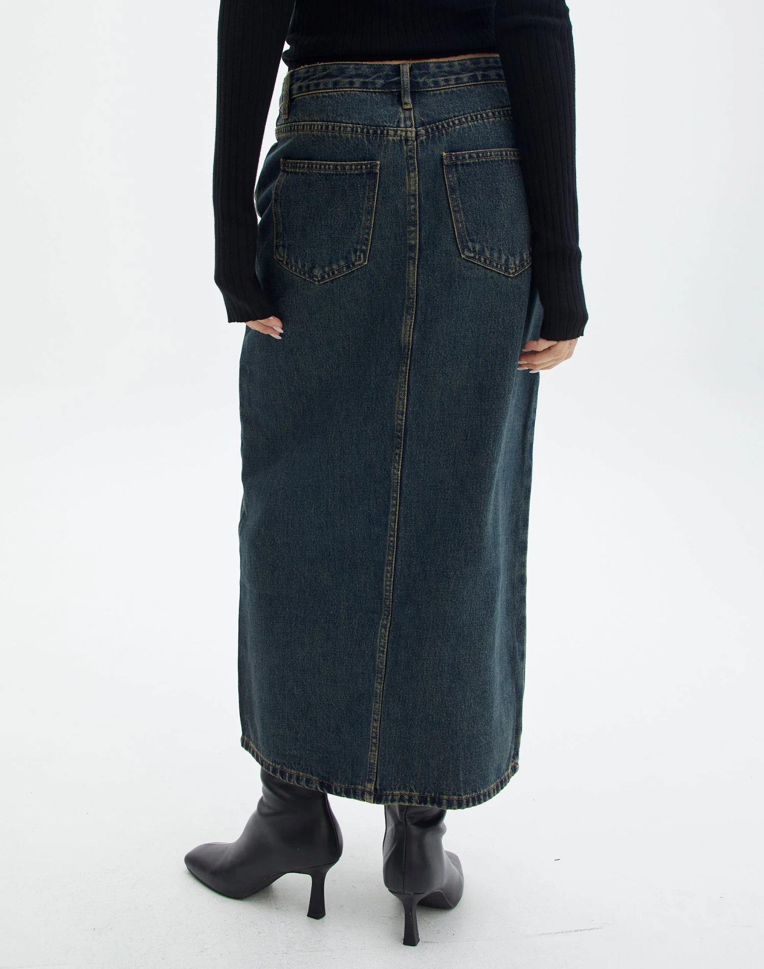Denim Midi Front Split Skirt 10 Denim Midi Front Split Skirt - Image 8