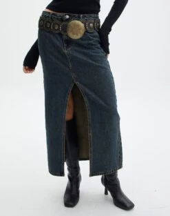 Denim Midi Front Split Skirt 28 Denim Midi Front Split Skirt -Outlet Glassons Store r rita denim midi hemmed skirt darjeeling full sl55242rden