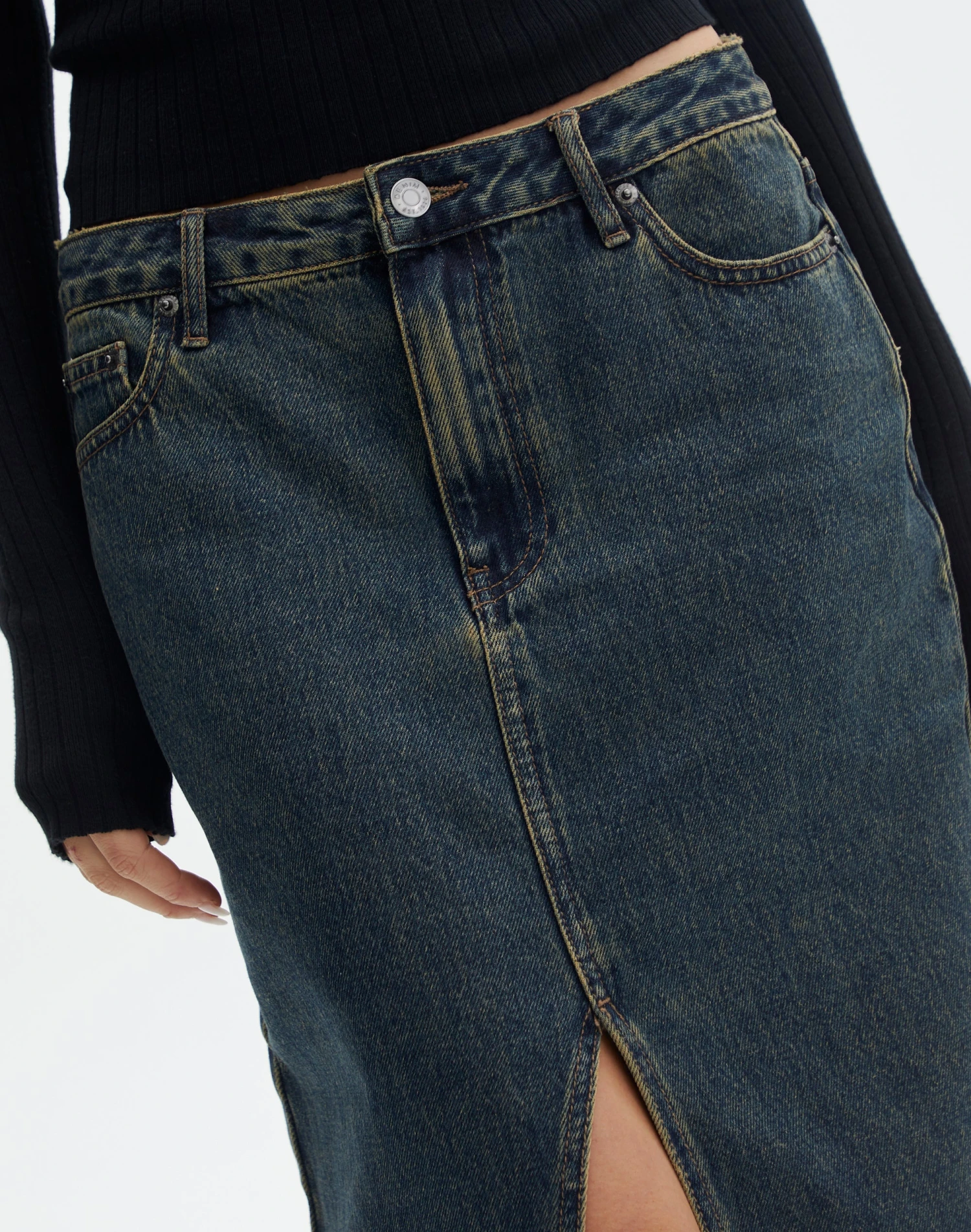 Denim Midi Front Split Skirt 11 Denim Midi Front Split Skirt - Image 9