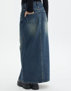 Split Front Denim Midi Skirt -Outlet Glassons Store r roah denim maxi skirt coyote blue back sl118486rdnm