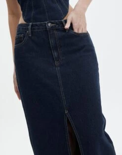 Split Front Denim Midi Skirt -Outlet Glassons Store r roah denim maxi skirt last rodeo indigo imageback sl118486rdnm