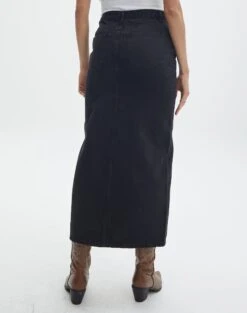 Split Front Denim Midi Skirt -Outlet Glassons Store r roah denim maxi skirt washed black back sl118486rdnm