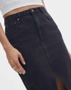 Split Front Denim Midi Skirt -Outlet Glassons Store r roah denim maxi skirt washed black imageback sl118486rdnm