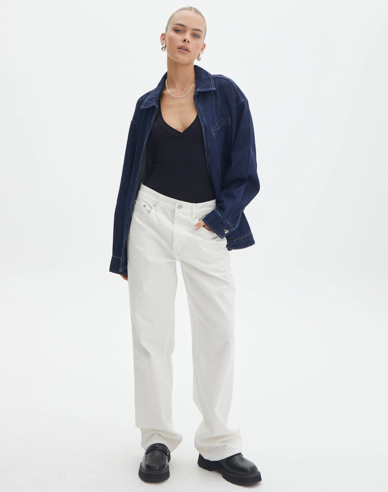 Oversized Denim Zip Up Jacket 4 Oversized Denim Zip Up Jacket - Image 2